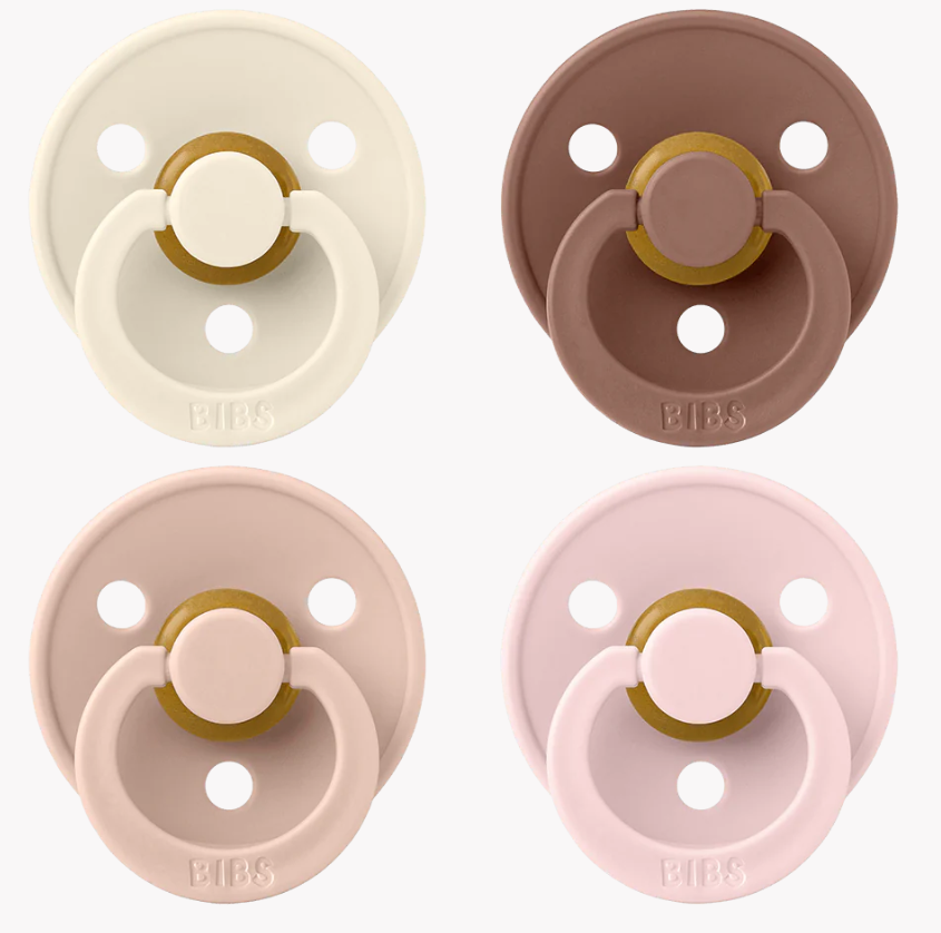 BIBS Colour Pacifier 4 PACK - Ivory/Blush/Woodchuck/Blossom