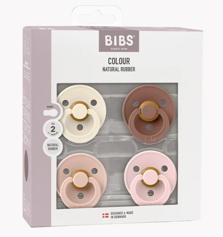 BIBS Colour Pacifier 4 PACK - Ivory/Blush/Woodchuck/Blossom