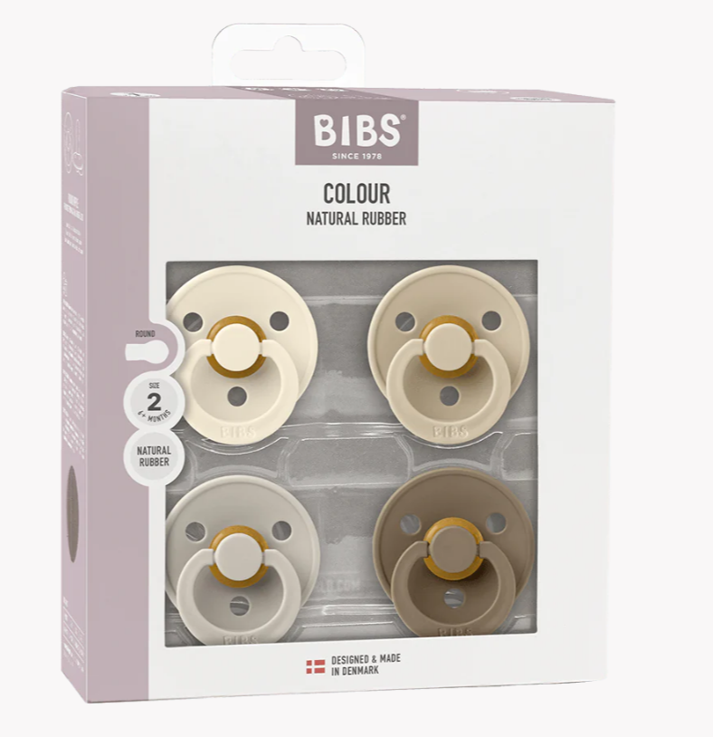 BIBS Colour Pacifier 4 PACK - Ivory/Sand/Vanilla/Dark Oak