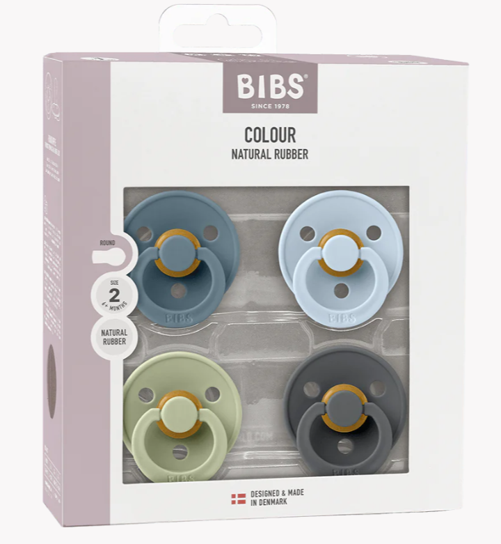 BIBS Colour Pacifier 4 PACK - Petrol/Sage/Baby Blue/Iron