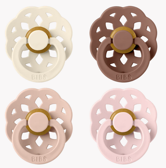 BIBS Boheme Pacifier 4 PACK - Ivory/Blush/Woodchuck/Blossom