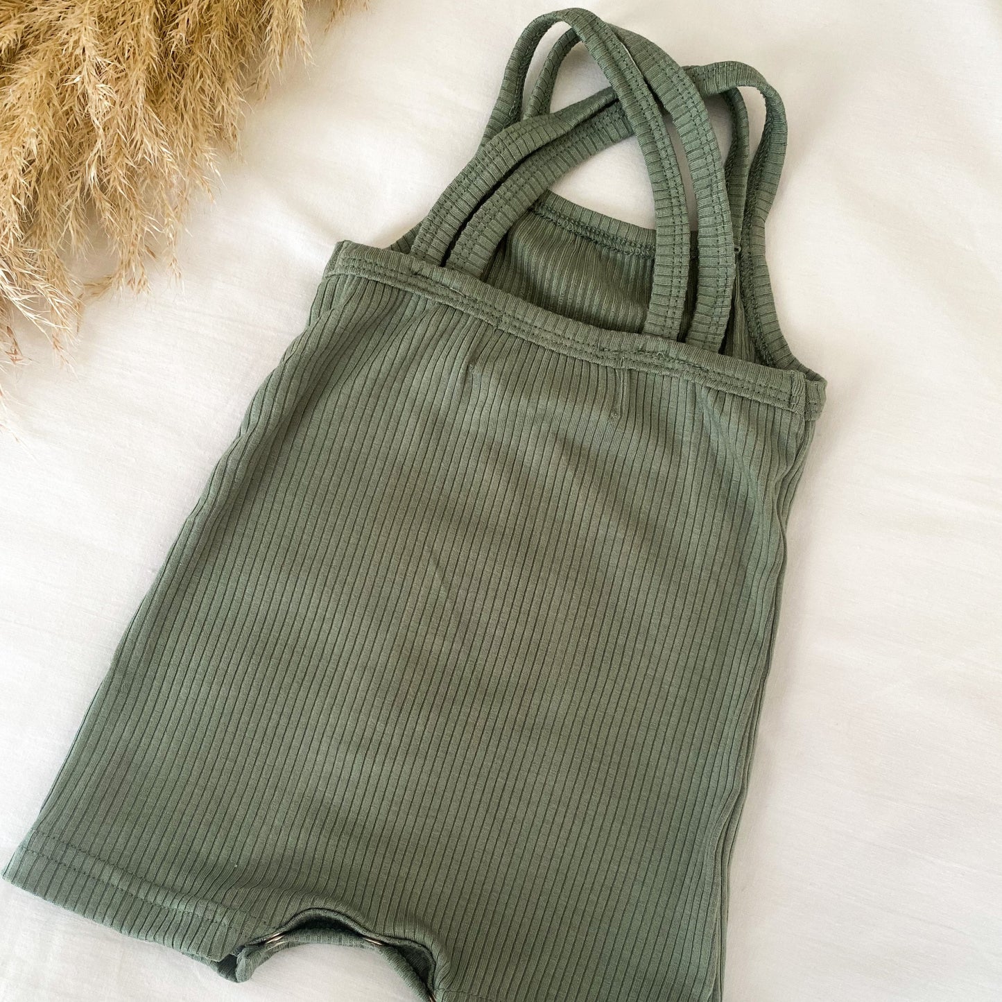 Olive Ribbed Romper